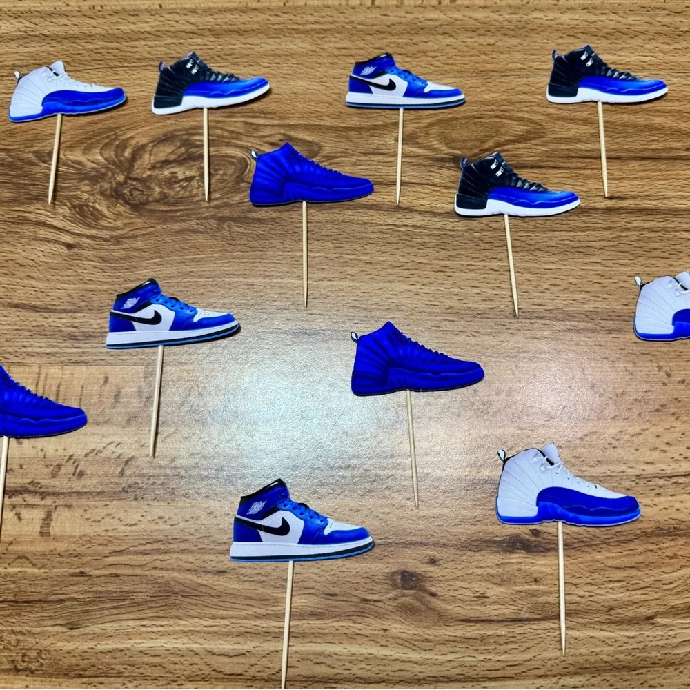 Sneaker head blue Jordan’s cupcake toppers